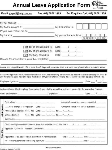 Customize this leave application form template on 123formbuilder. Application for Leave | Download Free & Premium Templates ...