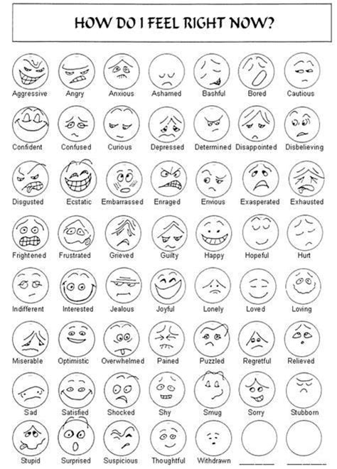 Adults Free Printable Pdf Feelings Chart Deriding Polyphemus