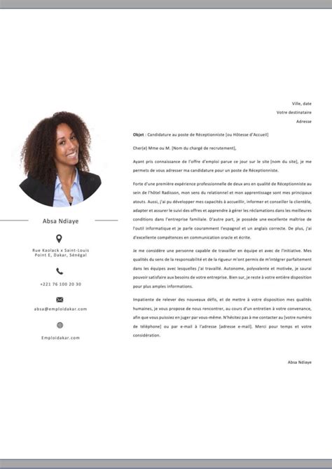 Exemple De Lettre De Motivation Réceptionniste Hôtesse Daccueil