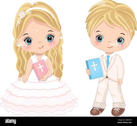 First Communion For Kids Vector 1st Communion For Cute Little Girl And