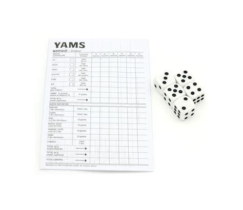 Jeu yams pas cher 5 dés + bloc feuille marquage des points du jeu de dé.
