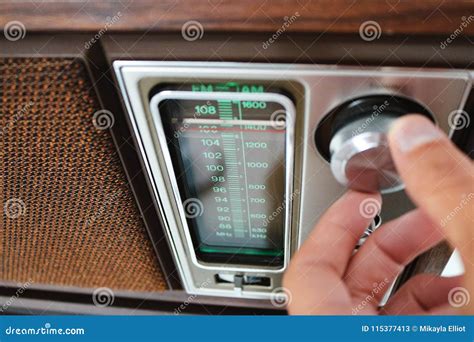 Person Tuning An Old Fashioned Radio Stock Image Image Of Hand Tune