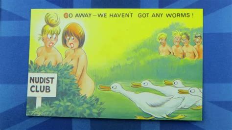 Saucy Bamforth Comic Postcard S Big Boobs Nude Nudist Club Geese Worms Picclick Uk