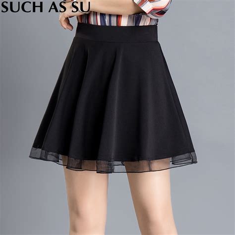 Knitted Patchwork Pleated Skirt Female Brand New 2016 Casual Black Mini