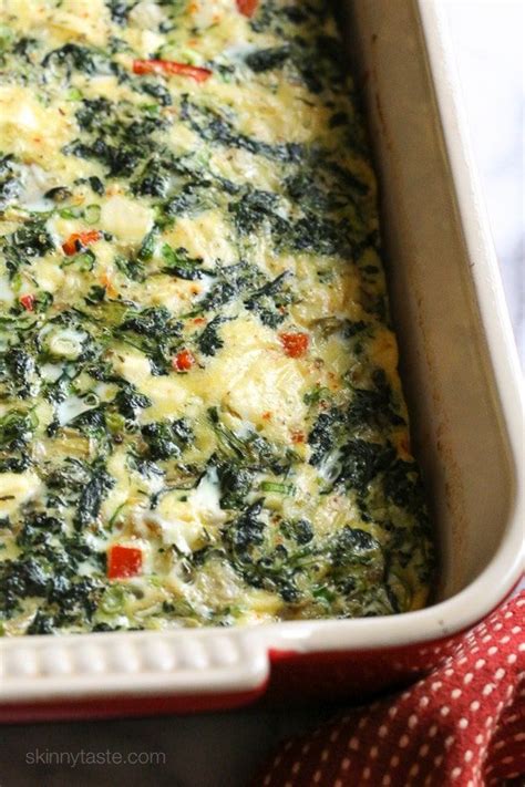 Spinach Feta And Artichoke Breakfast Bake Skinnytaste