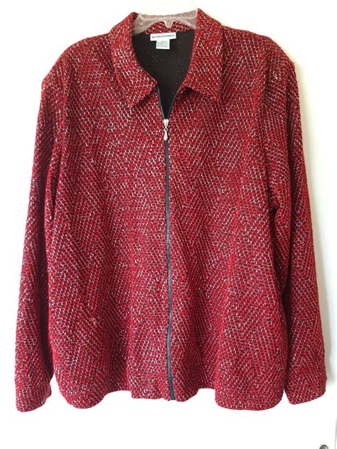Vintage Alfred Dunner Red Jacket Vintage Sparkling Red Zip Etsy