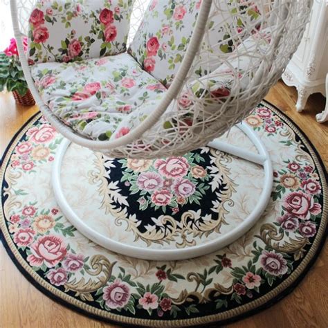 Round Dornier Jacquard Simple Countryside Carpet For Living Room Flower