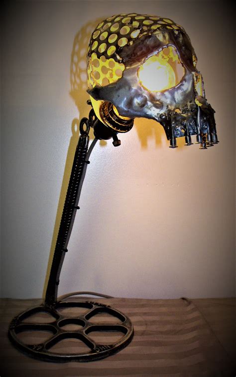 pin by j bond on human skull scrap metal lamp sculptures metal lamp lamp novelty lamp