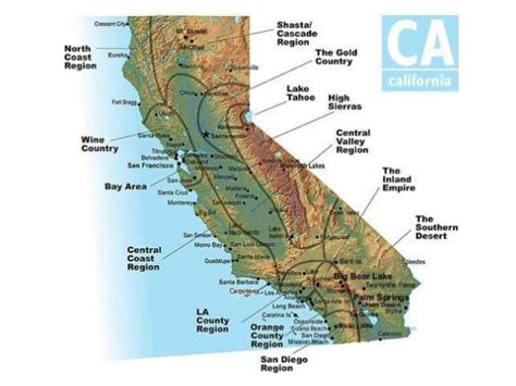 Map Of California Mountain Ranges World Map