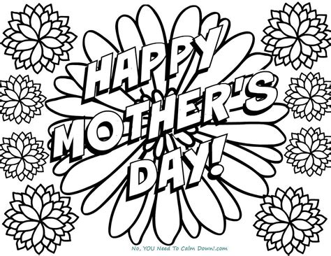 Happy Mothers Day Flowers Coloring Page Free Printable No You