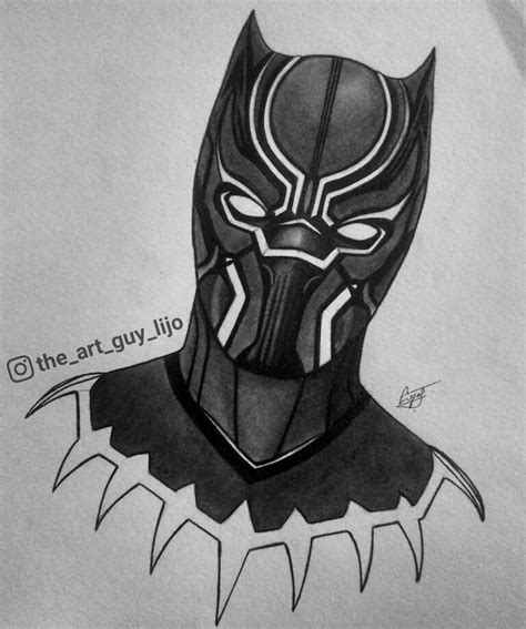 Mechanical Pencil Sketch Of Black Panther Avengers Drawings Marvel
