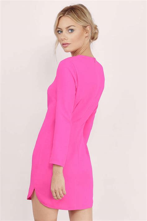 Pink Shift Dress Pink Dress 34 Sleeve Dress 9 Tobi Us