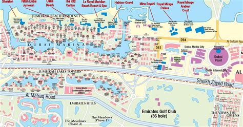 Dubai City Hotels And Attractions Map For Travelers Reference Uae