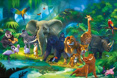 Great Art® Mural Jungle Animals Wallpaper Safari Mural Children