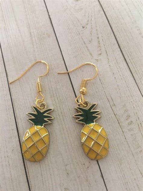 Pineapple Earringsfruity Earrings Tropical Etsy Earrings Tropical Earrings Pineapple Earrings