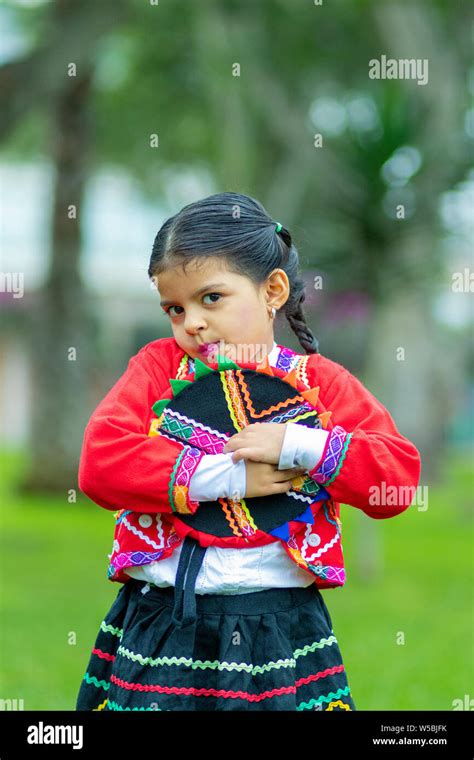 Beautiful Girl Dressed As Ñusta Typical Costume Of Cusco In Peru Stock