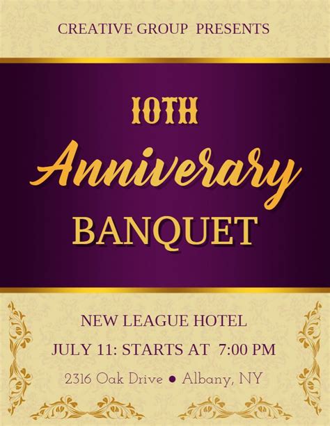 Formal Anniversary Event Banquet Invitation Flyer Template Flyer