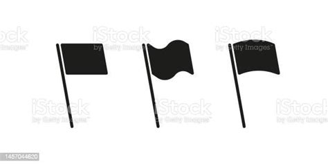Flag Icon Collection Waving Black Flags Symbol Set Stock Illustration
