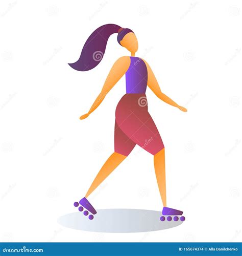 Roller Skating Young Girl Sport Vector Concept Stock Vector