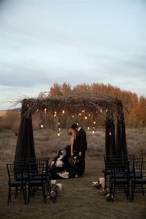 Black Wedding Arch Chiffon Panels Canopy Draping Chuppah Drapes Goth