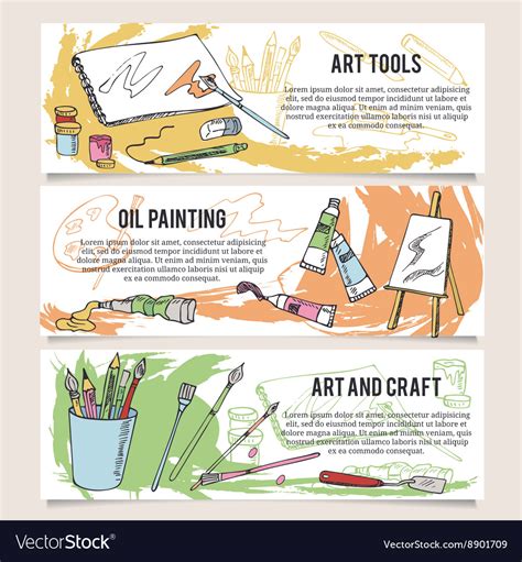 Set Of Art And Craft Tools Design Templates Vector Image