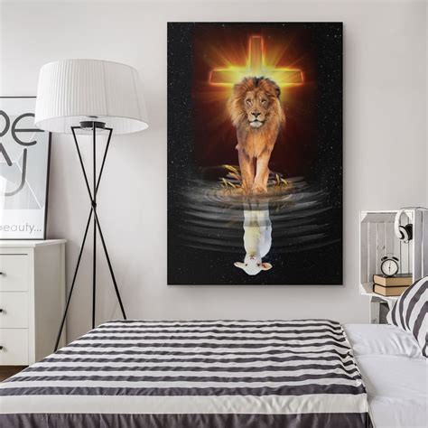 The Lion Of Judah And The Lamb Of God Canvas Print Christian Wall Art