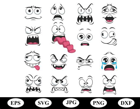 Cartoon Face Expression Reaction Emoji Set Of Collection Svg Cute