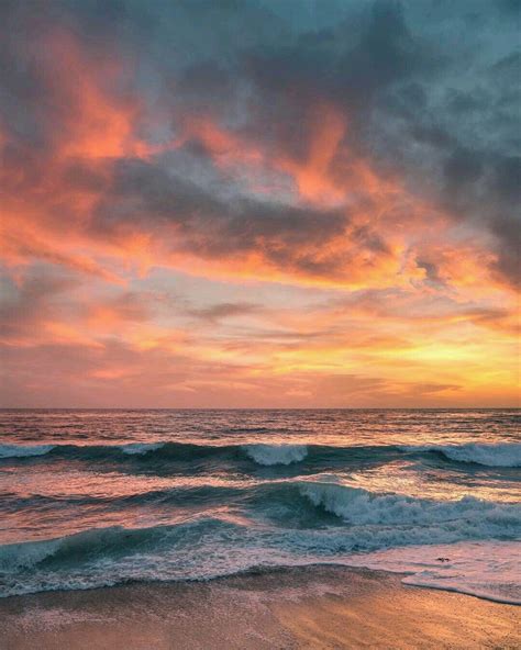 Sunset On The Beach With Cloudy Sky💨 Sky Aesthetic Sunset