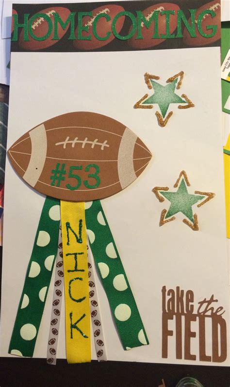 A Football Themed Card With The Number 53 On It And Some Ribbons Around