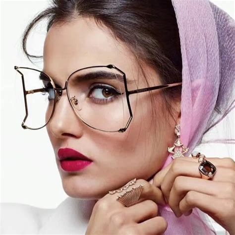 Luxury Brand Designer Oversized Eye Glasses Frames For Women Big Spectacles Rimless Female Grade