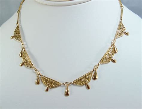 Beautiful Art Nouveau 18K solid gold necklace 1910s French | Etsy | Solid gold necklace, Solid 
