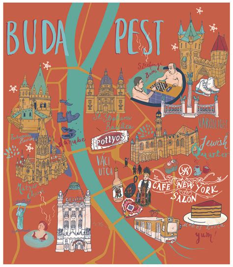Which side is buda and which side is pest? Budapest map - Sia Tzavalas Illustration | Illustrated map ...