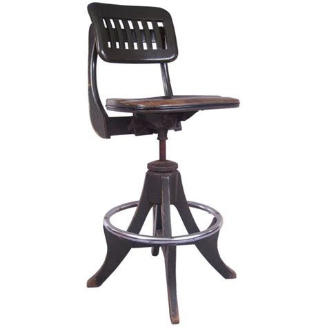 Harwick premium leather drafting chair with arms black. Antique Adjustable Drafting Chair by Sikes at 1stdibs
