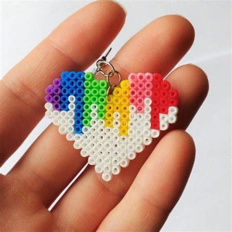 Colorful Heart Earrings Pixel Heart Earrings Handmade Cute Etsy