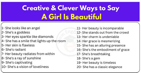 100 Creative And Clever Ways To Say A Girl Is Beautiful Engdic