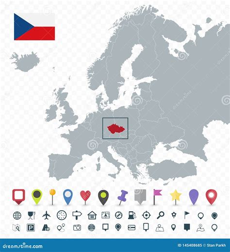 Czech Republic Location On Europe Map Transparent Background Stock