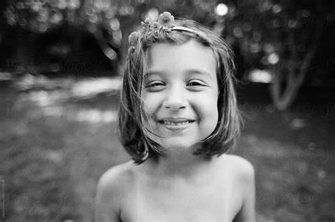 Close Up Portrait Of A Young Girl Smiling By Stocksy Contributor