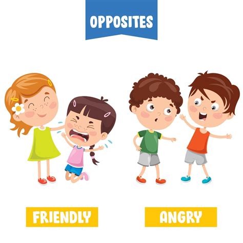 Opposite Adjectives With Cartoon Drawings 2579449 Vector Art At Vecteezy
