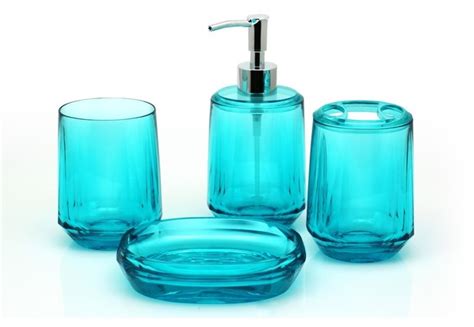 Turquoise bath accessories amazon com. Gemme 4-Piece Bathroom Accessory Set, Turquoise - Bathroom ...