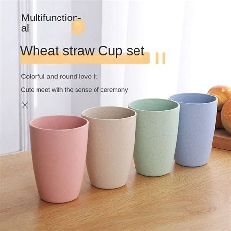 Nordic Style Plastic Tea Cups Eco Friendly Wheat Straw Cup Coffee Tea Milk Drink Cup Toothbrush