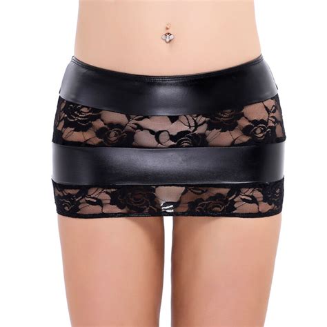 Sexy Women S Mini Skirt Leather Bodycon Lingerie Nightwear Party Clubwear Lace Ebay
