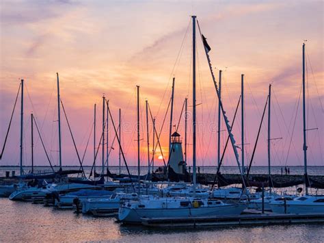 Sunset View Of The Lighthouse Of Lake Hefner Editorial Photo Image Of