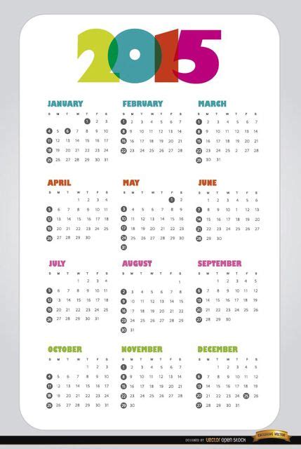 Its A Very Simple But Nice Calendar For 2015 It Has A Colorful 2015