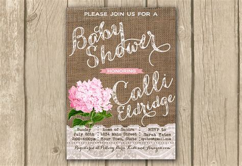 Burlap Lace Baby Shower Invite Shabby Style Baby Girl Shower