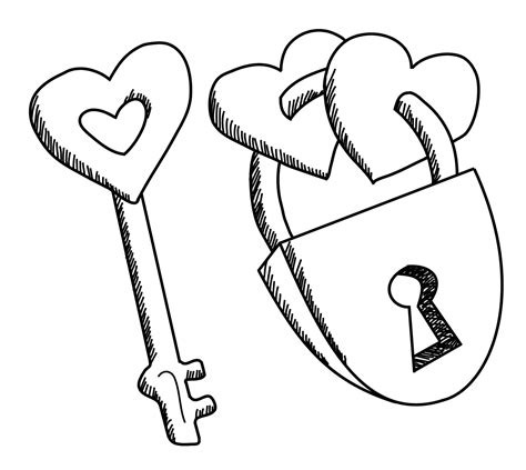 Lock in the shape of a heart and key coloring book for adults vector illustration. Scribbles Designs Challenge Blog: Freebie Friday ...