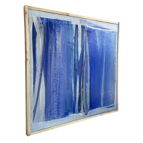 20th Century Blue White French Abstract Oil Painting Of Books By Daniel
