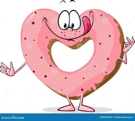 Cute Sweet Donut Heart Shaped Vector Stock Vector Illustration Of