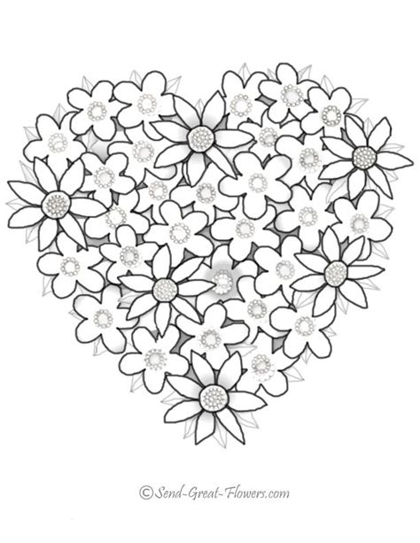 Flower And Hearts Coloring Pages Coloring Home