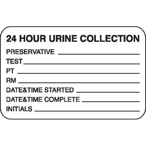 Urine Collection Label 24 Hour Urine Collection Ceilblue