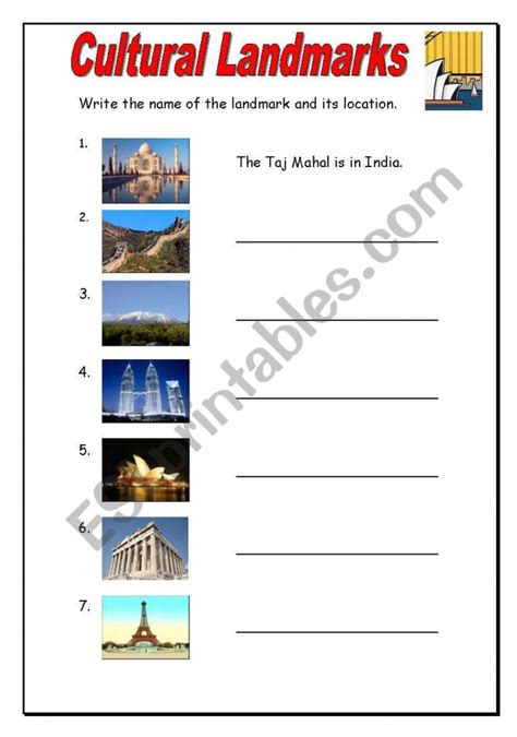 India Landmarks Worksheets | 99Worksheets